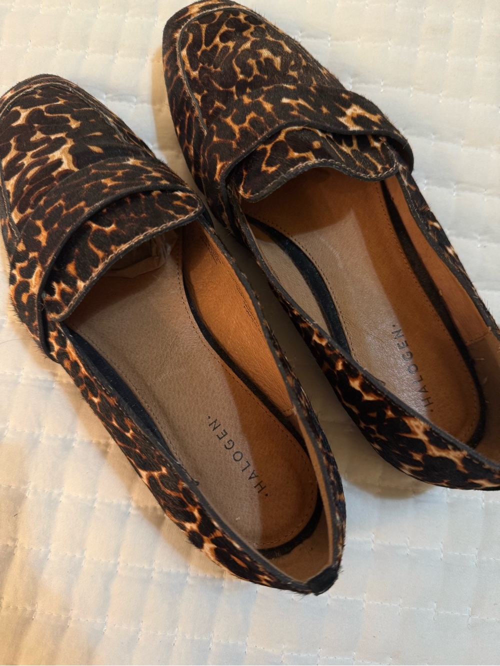 Halogen Leopard Print Slip-On Loafers in Brown/Black size 7